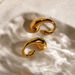 Real Gold Electroplated Titanium Steel Fine Polished Teardrop Fashionable Hollow Comma Earrings_ipsvogv.com