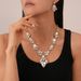 Light luxury style diamond-encrusted water drop stud earrings sweater chain 2-piece set, personalized temperament high-end necklace_ipsvogv.com