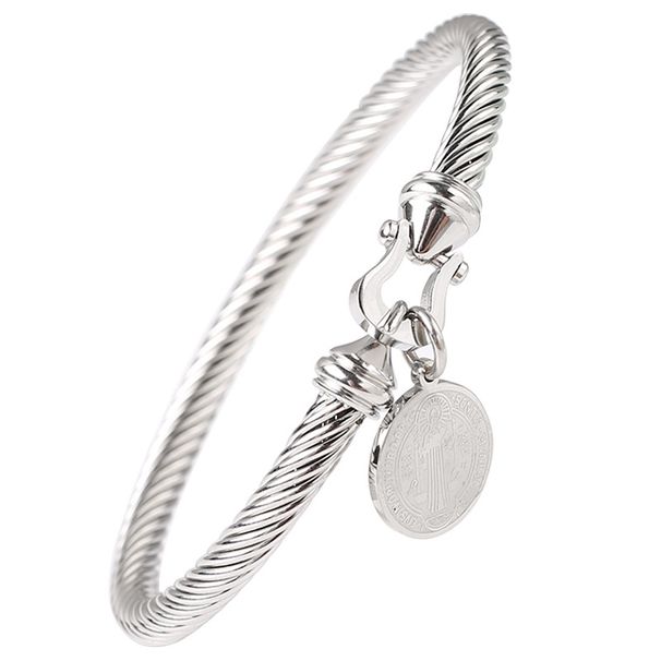 New Steel Wire Benedict Round Tag Circle Pattern Bracelet_ipsvogv.com