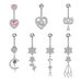 Women's Jewelry Zircon Belly Button Ring New Heart Shaped Zircon Belly Button Nail Piercing Jewelry_ipsvogv.com