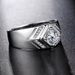 Fashionable Simulation High Carbon Zircon Men's Ring, Atmospheric Business Style Diamond V-shaped Wide Version Ring_ipsvogv.com