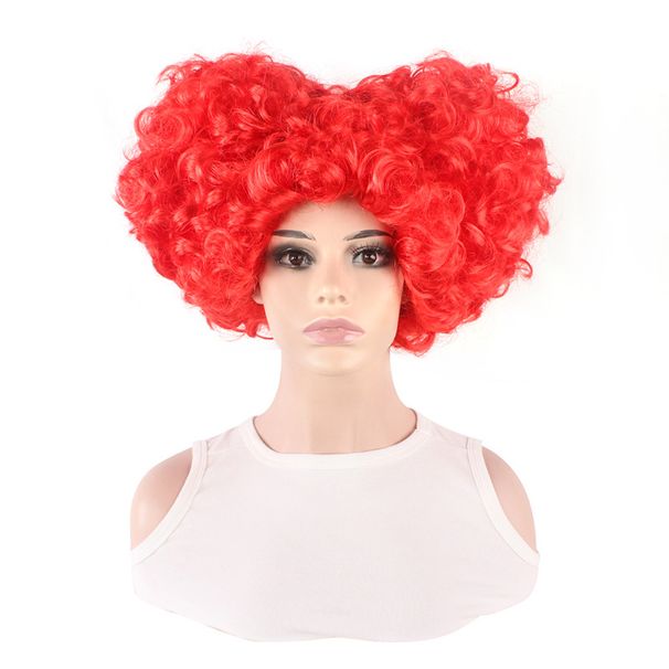Cosplay Alice in Wonderland 2 wig Queen of Hearts cos fluffy short curly headpiece Red Queen wig_ipsvogv.com