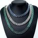 Men’s Jewelry Set Fashion 12mm Glass Spring Head Inlaid Rhinestone Men's NecklaceCool Hip Hop Style Cuban Chain_ipsvogv.com