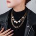 Jewelry Fashion Trend Alloy Thick Chain Double Layer Round Cake Necklace Personality Clavicle Chain_ipsvogv.com