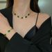 Titanium Steel Five Emerald Blade Chain Bracelet Necklace Set With Advanced Design Sense, Small Neckchain Accessories_ipsvogv.com
