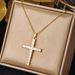 Stainless Steel Necklace Cross Pendant Super Sparkling Water Diamond Hiphop Male And Female Trendy Rap Singer_ipsvogv.com