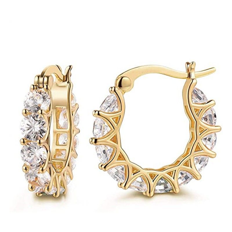 Sanjie Fashion Ins Style For Women French Full Set Zircon Lace U-shaped Earrings_ipsvogv.com