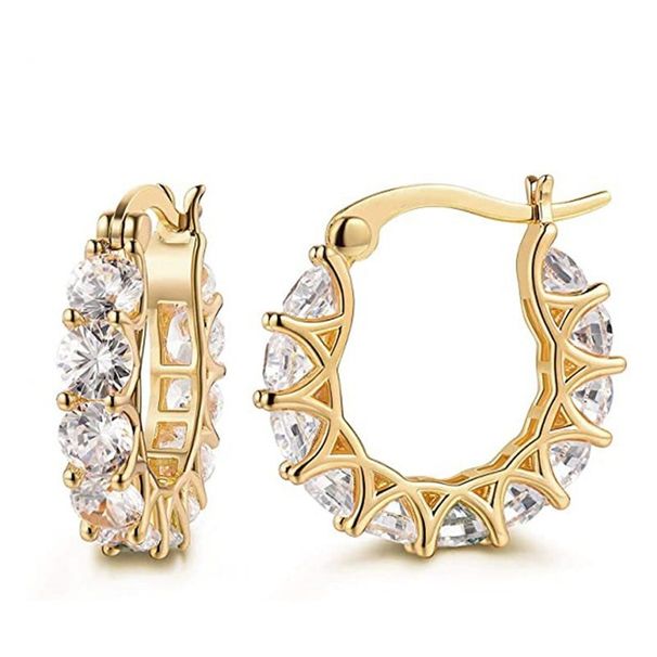 Sanjie Fashion Ins Style For Women French Full Set Zircon Lace U-shaped Earrings_ipsvogv.com
