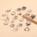 Animal Exaggerated Punk Style Devil's Eye Skull Poker Ring Set Of 19_ipsvogv.com