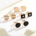 New round square baked paint men's French rectangular striped grid cufflinks_ipsvogv.com