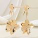 New Electroplated Gold And Silver Flower For Women, Long Style, Unique Fashionable Design, Drop Earrings_ipsvogv.com