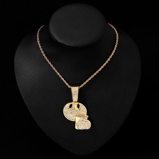 Yiwu Full Diamond Expression Pendant Cool Hip Hop Men's Cuban Necklace Jewelry_ipsvogv.com