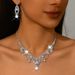 Women’s Jewelry Set Fashion Rhinestone Clavicle Necklace Evening Dress Accessories Exquisite Claw Chain Necklace Earrings Set Two Piece Set For Women_ipsvogv.com