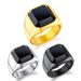 New Style Jewelry Simple Square Personalized Black Agate Men's Plated Ring_ipsvogv.com