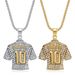 New Hip-Hop Jewelry Titanium Steel Gold-Plated Diamond-Studded Football Messi No. 10 Jersey Pendant Necklace_ipsvogv.com