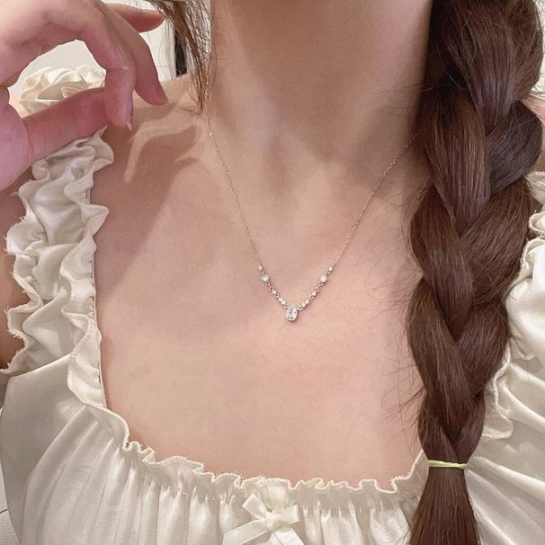 pure Silver S Light ! Luxury Zircon Water Droplet For Female Students, Niche High-end Design, Super Fairy Collarbone Students, Design,_ipsvogv.com