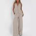 Women's Clothing new fashion vest trousers collage stitching cotton and linen casual suit_ipsvogv.com