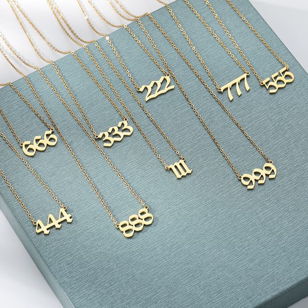 Hot Sales 111 222 333 444 555 666 777 888 999 Necklaces For Women Men Gold Color Stainless Steel Angel Number Necklace Pendant_ipsvogv.com