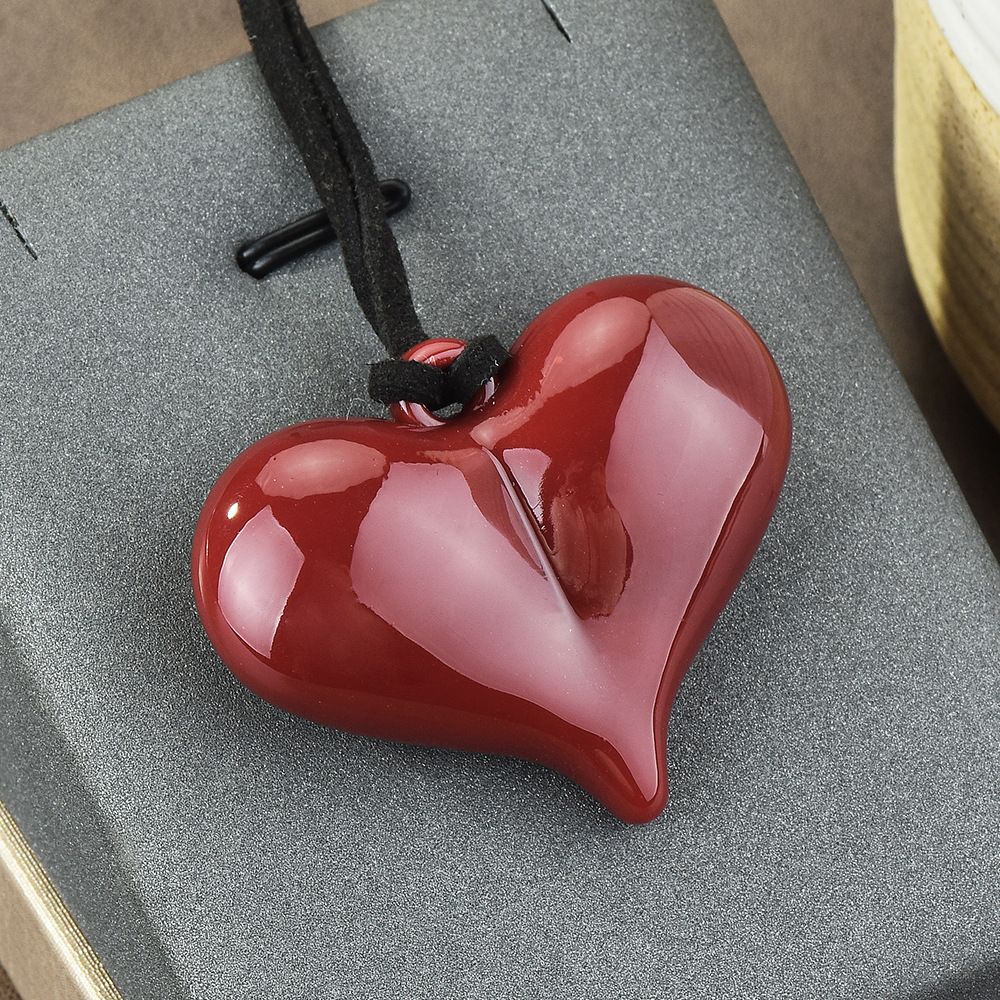 Autumn Winter Burgundy Ribbon Bow Pendant Necklace For Women Heart Ankola Red Long Sweater Chain Versatile Accessory_ipsvogv.com