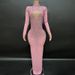 Women's Clothing pink shiny diamond high collar heart shaped top red carpet dress crystal long skirt_ipsvogv.com