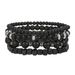 Hot Selling Black Frosted Wood Bead Bracelet Hematite Bead Bracelet Set Men's Black Agate Bead Elastic Bracelet_ipsvogv.com