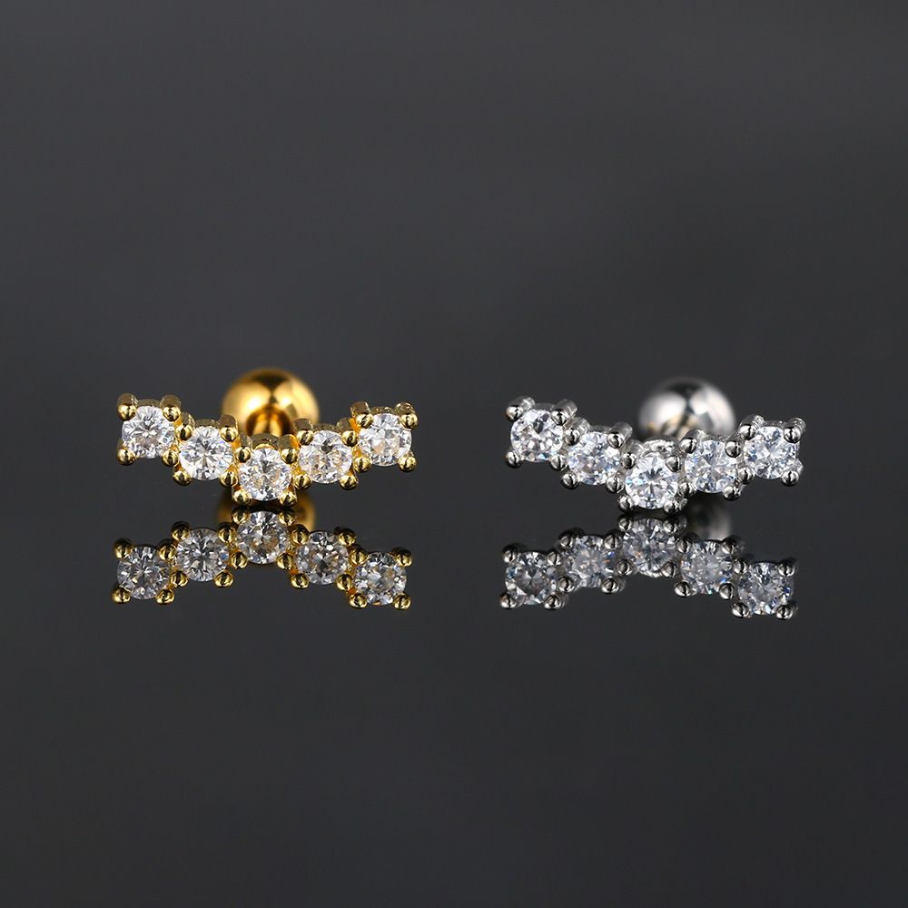 Unisex hot style zircon micro inlaid ear bone studs for women stainless steel threaded ball ear studs cartilage piercing earrings_ipsvogv.com