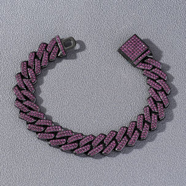 Hip hop diamond shaped Cuban chain, trendy exaggerated and domineering clavicle chain necklace men's accessories_ipsvogv.com