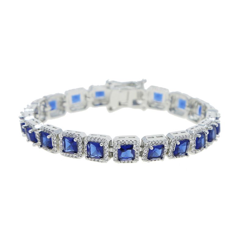 Men's Jewelry Square Blue Zircon Bracelet Inlaid Zircon Hip Hop Bracelet_ipsvogv.com