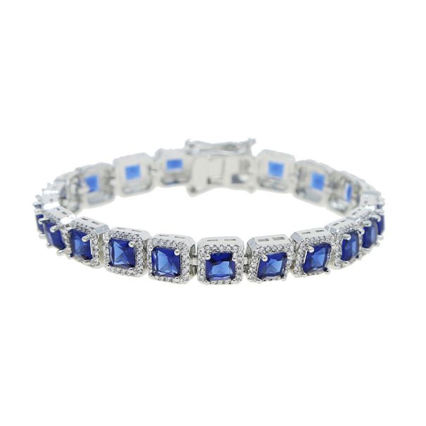 Men's Jewelry Square Blue Zircon Bracelet Inlaid Zircon Hip Hop Bracelet_ipsvogv.com