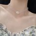 French Style White Rose Pearl Choker Necklace With Mesh Lace Double Layer Ribbon Collar_ipsvogv.com