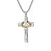 Men's Jewelry Retro Titanium Steel Wreath Cross Necklace Two Color Wood Grain Stainless Steel Prayer Pendant Literary Cold Jewelry_ipsvogv.com