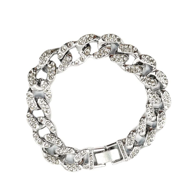 Hot Selling Hip-Hop Full Diamond Cuban Women's Fashion Personality Bracelet Men's Bangle Jewelry_ipsvogv.com