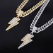 Men’s Jewelry Set Fashion Cuban Chain New Lightning Alloy Pendant For Men Trendy Personality Rap Brand Cool Hip Hop Diamond Pendant_ipsvogv.com