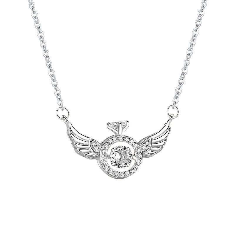 Angel smart necklace clavicle chain wings female niche design simple flying wing inlay gold-plated jewelry wholesale_ipsvogv.com