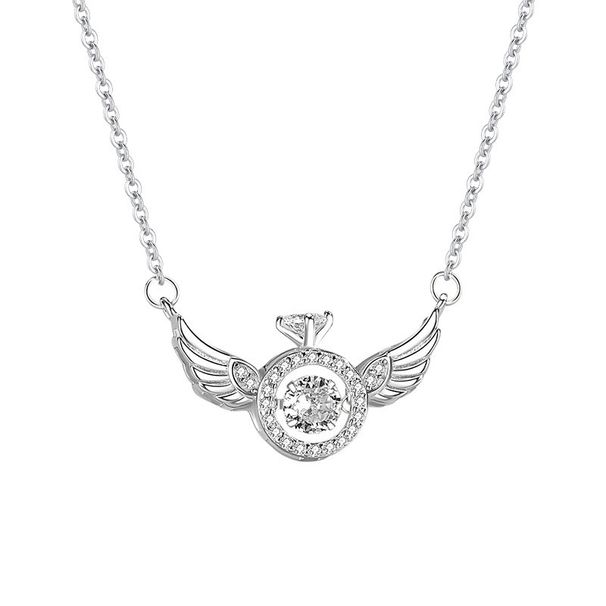 Angel smart necklace clavicle chain wings female niche design simple flying wing inlay gold-plated jewelry wholesale_ipsvogv.com