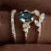 Sanjie Light Luxury Floral Engagement Hot Selling Three Piece Ring Set_ipsvogv.com