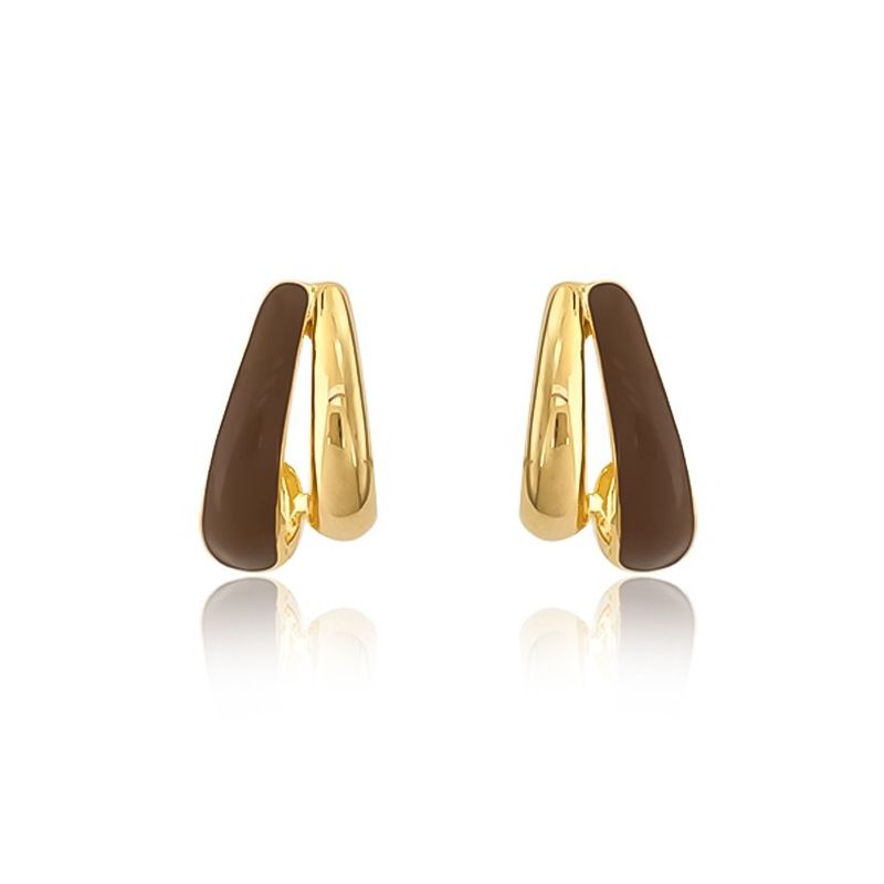 Women's Jewelry Retro Double Layer Enamel Drip Earrings Light Luxury High End Design Maillard Simple And Versatile Earrings_ipsvogv.com