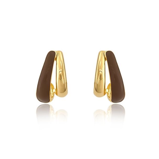 Women's Jewelry Retro Double Layer Enamel Drip Earrings Light Luxury High End Design Maillard Simple And Versatile Earrings_ipsvogv.com