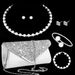 Pearl necklace earrings bracelet five piece set personalized pearl elastic clavicle necklace jewelry set for women_ipsvogv.com