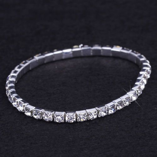 Crystal Man Made Silver Plated Multi Row Elastic Bracelet Bridal Wedding Jewelry Bracelet Student Girlfriend Full Diamond Bracelet_ipsvogv.com