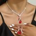 Women’s Jewelry Set Fashion Light Luxury Temperament Heart Shaped Crystal Rhinestone Set Necklace Earrings Full Diamond Jewelry Set Chain Female_ipsvogv.com
