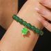 St. Patrick's jewelry Green natural stone four leaf clover love bracelet set decorations_ipsvogv.com
