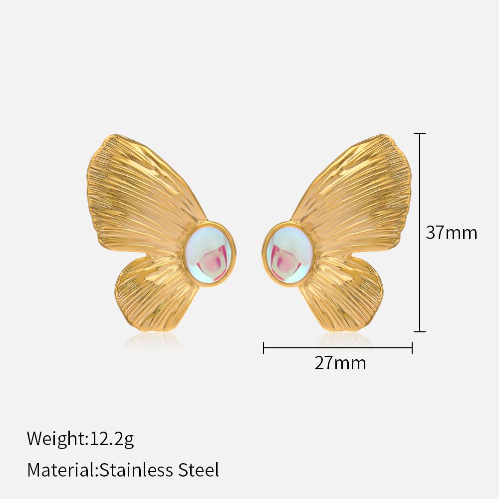 Women’s Jewelry Set Fashion Butterfly Symmetrical Stainless Steel Earrings Personality Fashion INS Exaggerated Design Titanium Steel Earrings_ipsvogv.com