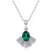 Small skirt fan shaped bright necklace S925 silver cultivated emerald retro clavicle chain light luxury_ipsvogv.com