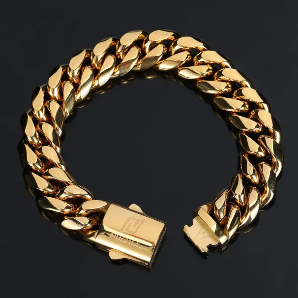 Charm Bracelets Hip Hop Rock Jewelry Free Custom Name Gold Plated Miami Cuban Link Chain Stainless Steel Bracelet For_ipsvogv.com