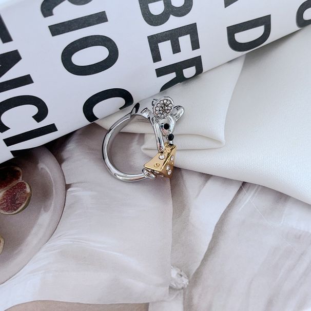 Light Luxury, Trendy, Fashionable, Niche Design, Cute Style, Inlaid With Mouse Cheese Ring, Ring_ipsvogv.com