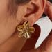 Gold Color Five-Leaf Shaped High-Quality Texture Exaggerated Earrings Artistic Flower Studs_ipsvogv.com