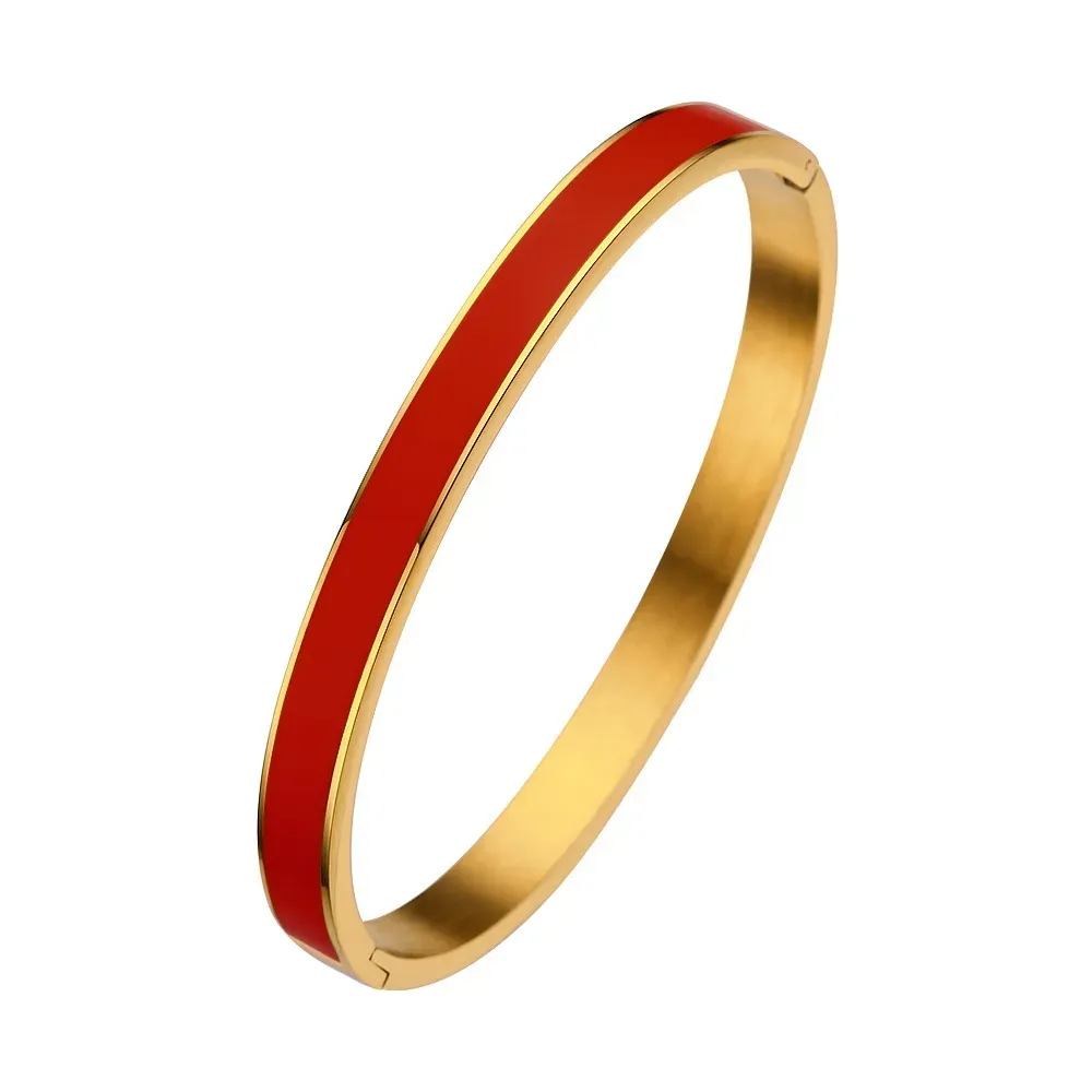 Titanium Steel Enamel Bangles 4/6mm Women Epoxy Bracelets Brand Gold Charm Buckle Bracelet Fashion Designer Jewelry_ipsvogv.com