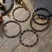New All Match Handmade Beaded Bracelet Set Couple Beach Style Geometric Hip Hop Black Gallstone Elastic Bracelet_ipsvogv.com