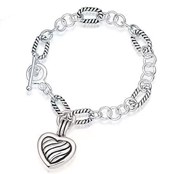 Women’s Jewelry Set Fashion New Retro Heart Shaped Stainless Steel Versatile Twisted Bracelet Necklace Female Valentine's Day Gift_ipsvogv.com